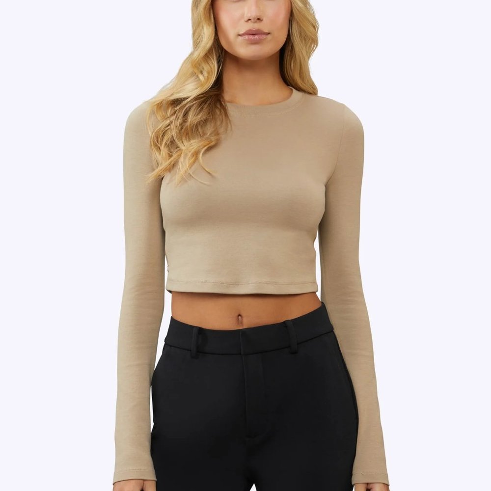 Cuts Clothing Tomboy Cropped Long Sleeve tee - Dove - Picture 3 of 6